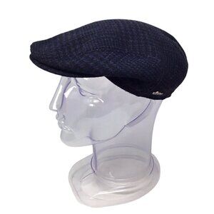 Wigens Wool Blend Flat Cap Hat Newsboy Plaid 59 or  7 3/8 Ear Flaps 110121 Vide